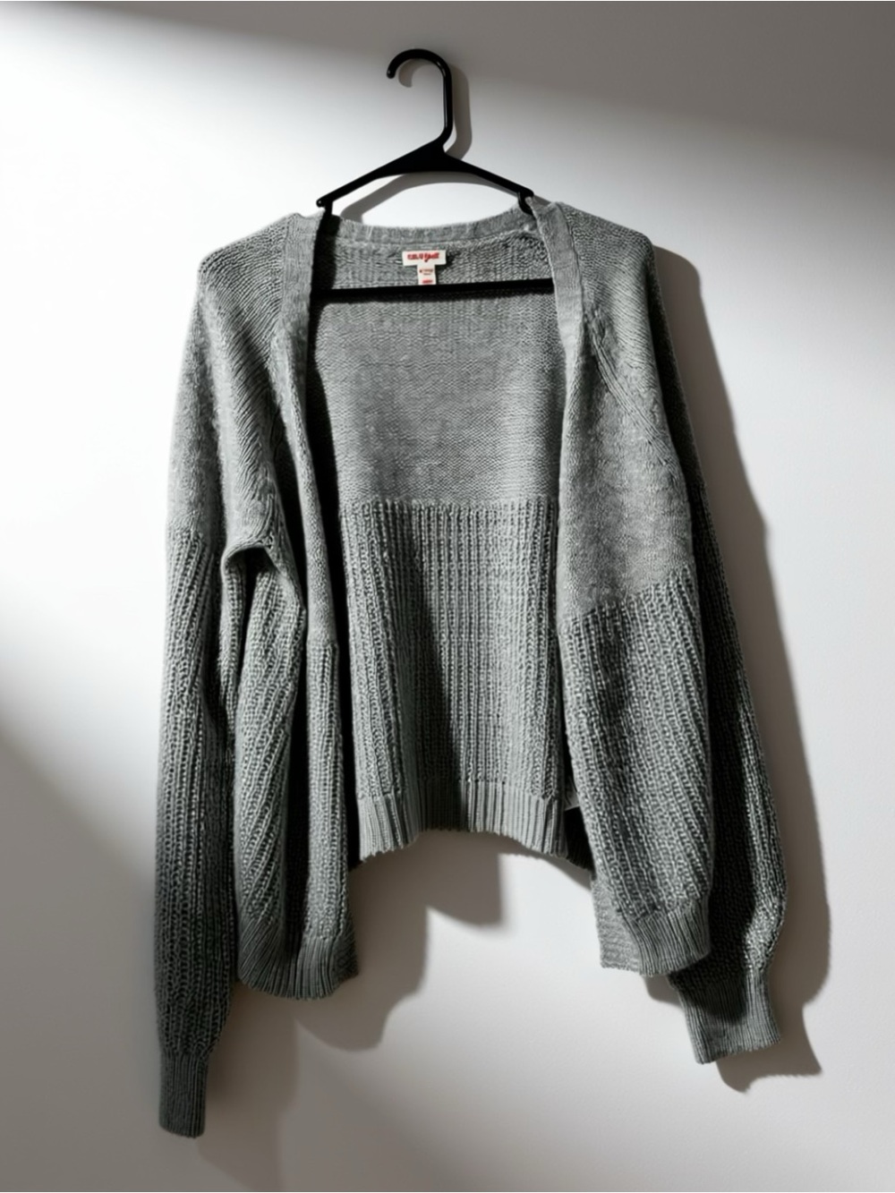 Cat & Jack - Open-Front Chunky Knit Cardigan Sweater - Gray - Women's XL (14-16)